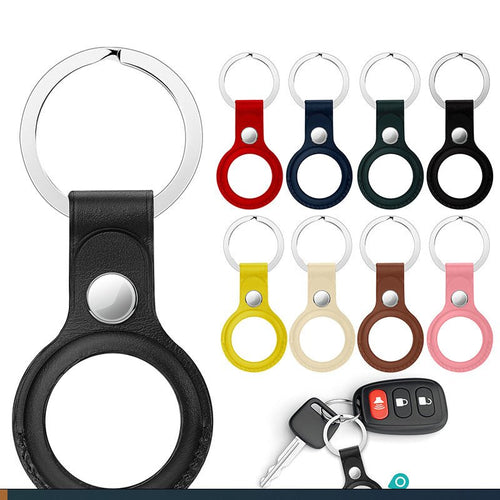 Air tag leather case with keychain