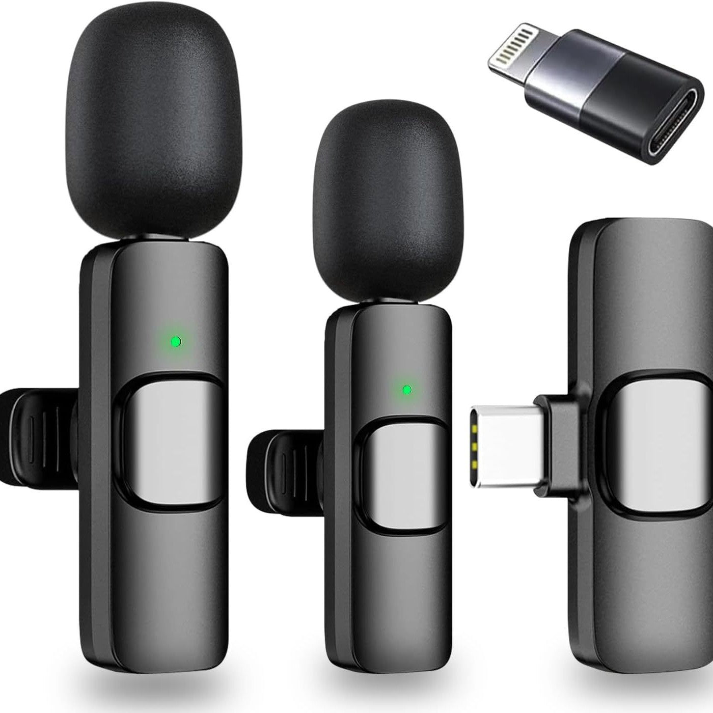 dual wireless microphone set for iPhone and Android streaming